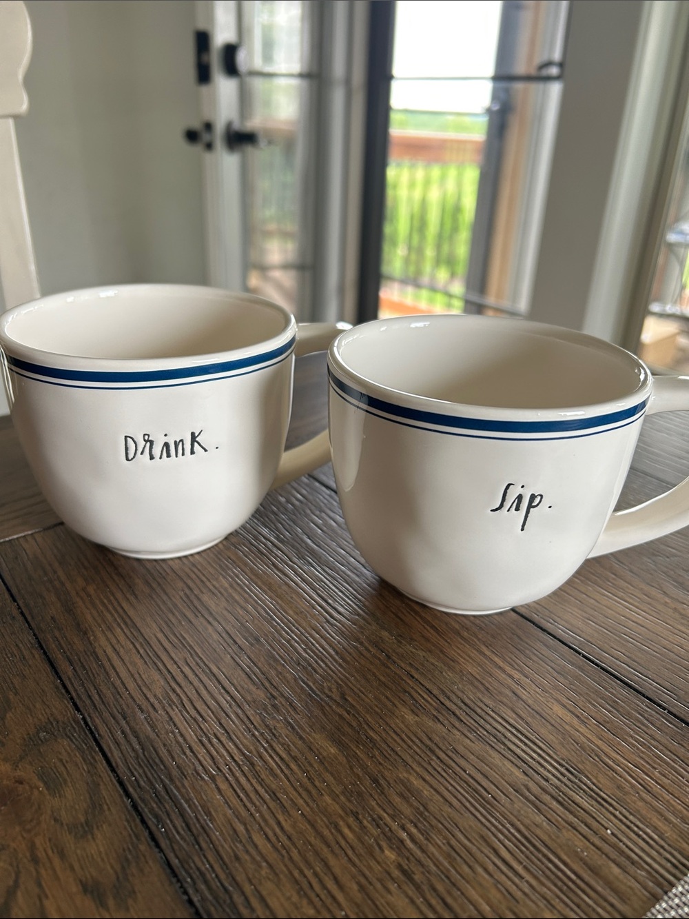 Rae Dunn Blue Line sip drink mugs